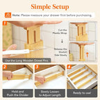 Lifewit 2.4" High 6 Pack Bamboo Drawer Dividers 33-42cm/13-16.5" Adjustable Wooden Drawer Organizer for Clothes/Utensils, Exp