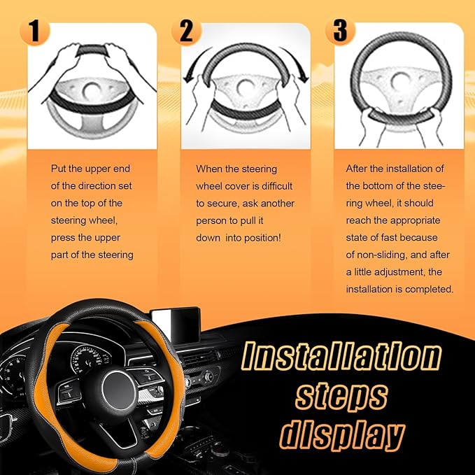 SuperKaKa Car Steering Wheel Cover 2025, Universal Auto PU Cute Breathable Slip-Proof Comfort Imitation Leather Protector Car