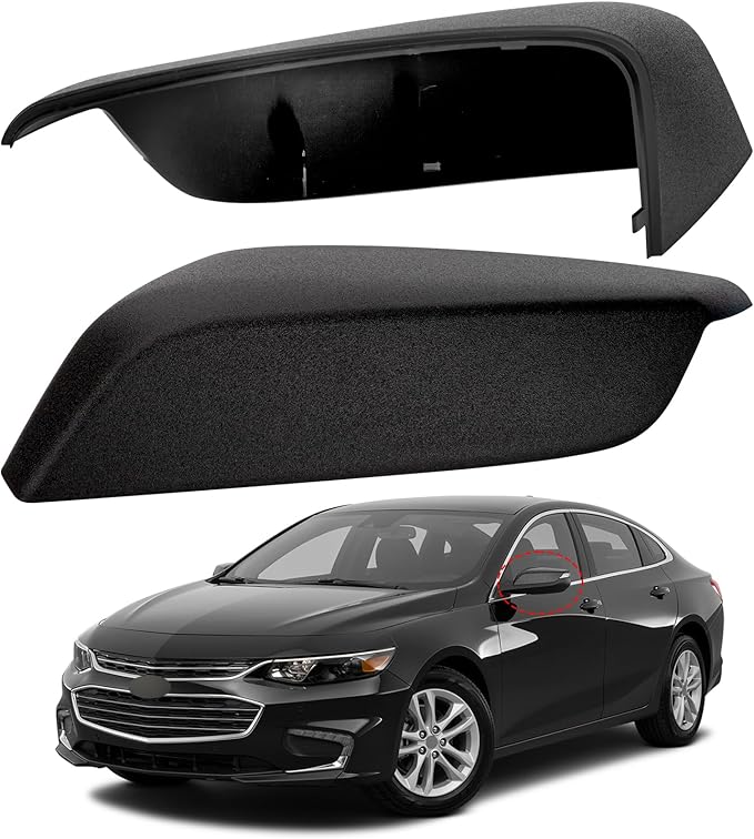 Driver Side Mirror Cover Replacement for Chevrolet Chevy Malibu 2016 2017 2018 2019 2020 2021 2022 2023 2024 2025 - Left Side Mirror Covers, Rear View Mirror Cap Accessories Textured