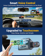 3 Channel Dash Cam with WiFi & GPS, Front and Rear/Inside, Voice Control 4K/2.5K+1080P+1080P Triple Dash Camera for Cars, 3" 