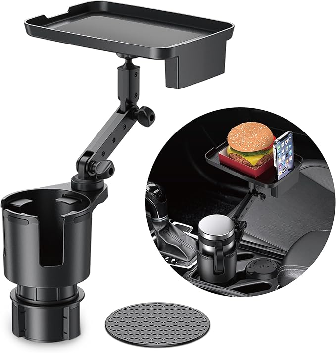 Frokom Cup Holder Expander for Car,Upgraded Car Cup Holder Expander Adapter with Offset Adjustable Base and 8" Tray, Fit Most