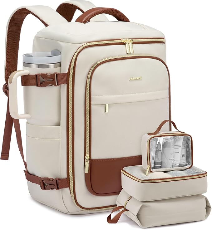LOVEVOOK 40L Travel Backpack Carry on Flight Approved, Personal Item Bag with 3 Packing Cubes, Travel Backpack for Women Fits