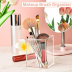 Mototo 4 Pieces Clear Acrylic Pen Holder Acrylic Pencil Cup Makeup Bush Holder Acrylic Desktop Stationery Organizer for Offic