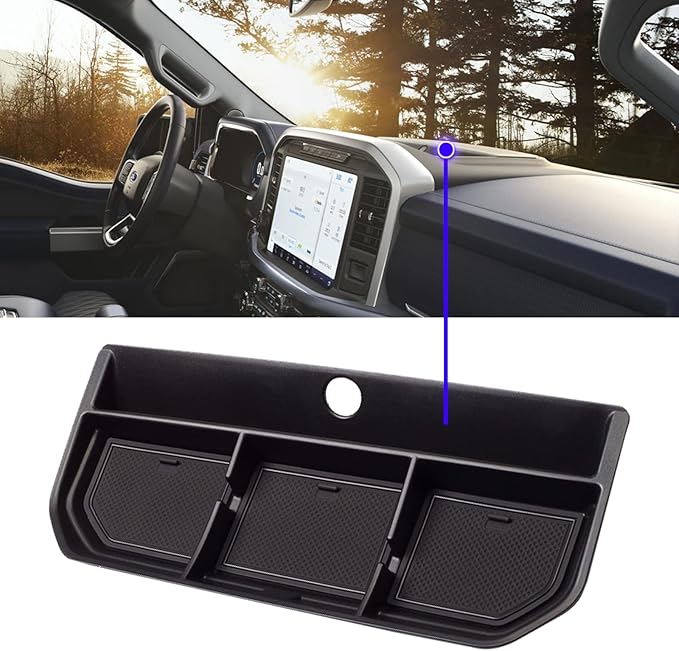 2024 2023 F150 Center Console Dash Storage Tray for 2021 2022 2023 2024 Ford F150 Dash Center Console Tray Ford F150 2022 Accessories F150 Dashboard Storage Organizer Sunglass Holder 2023 F150
