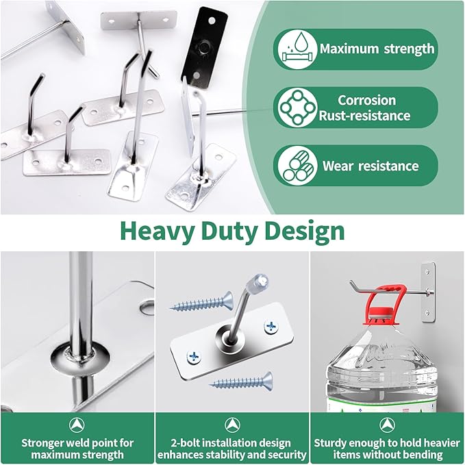 40 Pcs 8"/20CM Stainless Steel Wall Mounted Hooks with Protective Caps and Screws, Coat Bag Hat Utility Hook, Garage Tools St