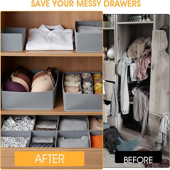 18 Pack Dresser Organizer Bins for Clothes Drawer Organizer Clothes, Underwear Bra Sock Organizers Fabric Closet Organization