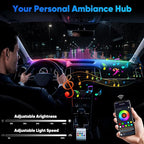 LED Strip Lights for Car Windshield 59in, RGB Ambient Lighting Car Interior with Noise Reduction, 16 Million Colors, Music Mode and Smart Control Car LED Lights Interior