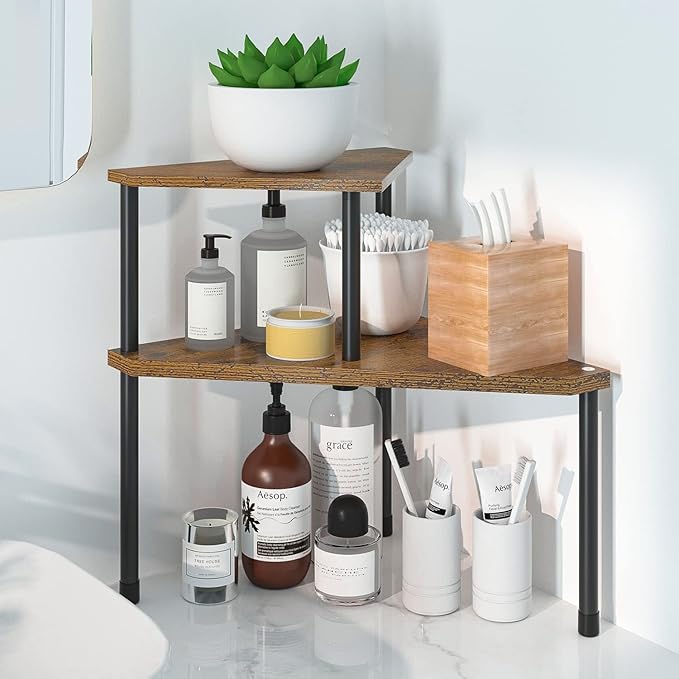 Weenson Kitchen Countertop Organizer Spice Rack for Salt, Bathroom Counter Organizer Over Sink for Toiletries, Makeup, 2-Tier