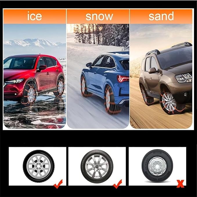 Reusable Anti Snow Chains, Universal Reusable Anti-skid Nylon Tire Chains, Adjustable Portable Plastic Non-Slip Cable Tie, Em