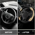 Road Comforts Leather Steering Wheel Cover - Made with PVC Leather - Anti-Slip, Universal Fit 14 1/2 inches to 15 inches - Be