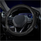 Soft Leather Steering Wheel Cover with Breathable Design and Anti-Slip Grip, Fully Compatible with Tesla, Toyota, Honda, Niss