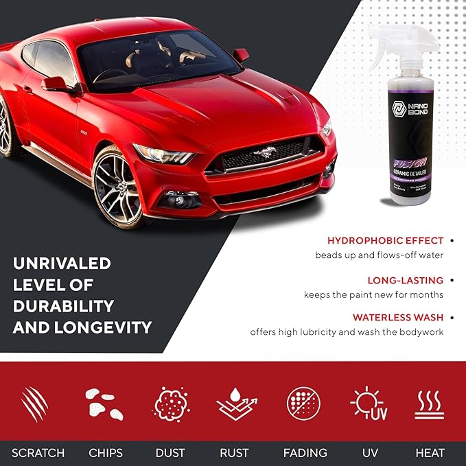 Nano Bond Hydrophobic Spray Ceramic Detailer - SiO2 Coating for Cars, RVs, Boats, Motorcycles, & ATVs, Headlight Restoration 
