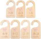 Wooden Bow Nursery Closet Dividers - Baby Girl Closet Organizer with Bow,Newborn to 24,Girl Closet Dividers,Bow Baby Shower(B