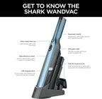 Shark WV201BLBRN WANDVAC Cordless Hand Vac, Lightweight and Portable at 1.4 lbs. with Powerful Suction, Charging Dock, One-To