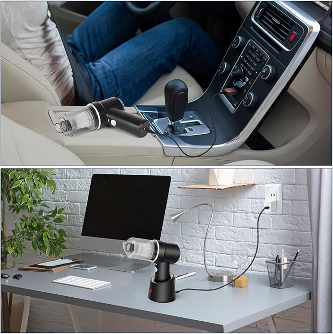 8Kpa Mini Handheld Vacuum Cleaner,120W High Power Cordless Car Vacuum, 2 in 1 Keyboard Vacuum & Air Duster with LED Light & M
