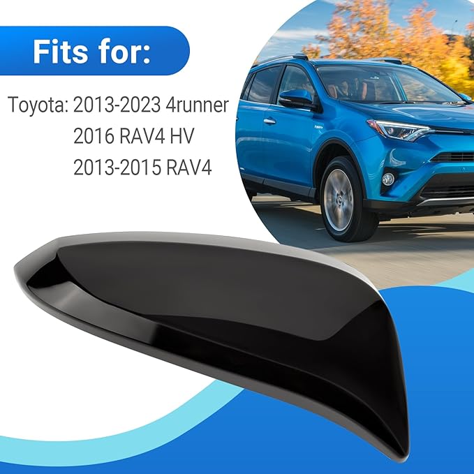 Glossy Black Door Rearview Mirror Cover Fits for Toyota 2013-2023 4Runner 2016 RAV4 HV 2013-2015 RAV4 87915-42160-A0 87915-42160-A1(Right passenger side)
