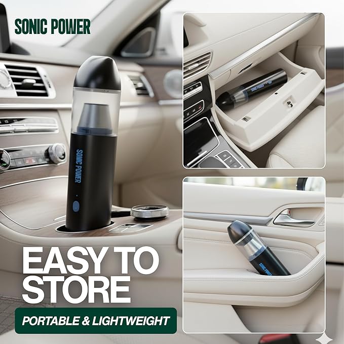 Portable Cordless Car Vacuum, 15000Pa High Suction Handheld Vacuum Cleaner, 2-in-1 Vacuum & Blower, with 4 Attachments & Port