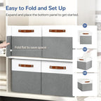 13x13 Storage Cubes 4-Pack, Large Foldable Fabric Cube Storage Bin with Reinforced Bottom and Labels, Organizer Baskets for S