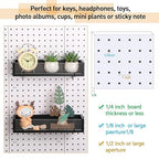 Marsui 2 Pcs Pegboard Shelf Wood with Acrylic 12.2 x 3.94 Inch Display Shelves Brackets with Metal Hooks Heavy Duty Pegboard 