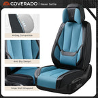 Coverado Seat Covers Full Set, 5 Seats Seat Covers for Cars, Waterproof Nappa Leather Car Seat Covers with Head Pillow, Seat 