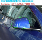 Jaronx Compatible with Tesla Model Y Side Mirror Cover Replacement 2020 2021 2022 2023 2024, Right Passenger Side Blue Door Wing Rearview Mirrors CoverCap for Tesla Model Y Accessories