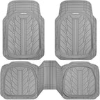 CAR PASS Deep Dish Rubber Floor Mats for Cars Full Set,Heavy Duty Car Mats,Universal Waterproof Trim-to Fit Automotive Floor Mats for Truck Van SUV, Durable All-Weather Car Mats 3-Piece (Light Gray)