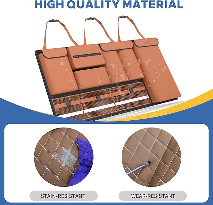 Backseat Hanging Organizer with Large Storage Bags | PU Leather, Large Capacity | Adjustable Straps, Waterproof & Collapsible |