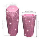 NBTEPEM Bling Car Trash Can with Lid, Bling Car Accessories Trash Bin, Leakproof Auto Garbage Can with 30 Trash Bags, Multipurpose Organizers and Storage for Home, Office (Pink Diamond)