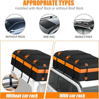 Car Rooftop Cargo Carrier Bag, 30 Cubic Feet Waterproof Soft-Shell Car Roof Bag for All Vehicle with/Without Rack, Include Anti-Slip Mat, Reinforced Straps, Door Hooks Luggage Lock (Orange)
