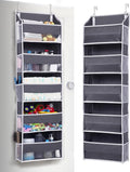 ULG 1 Pack Over Door Organizer with 5 Large and 10 Mesh Side Pockets, 44 lbs Weight Capacity Hanging Storage with Clear Windo