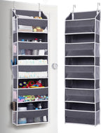 ULG 1 Pack Over Door Organizer with 5 Large and 10 Mesh Side Pockets, 44 lbs Weight Capacity Hanging Storage with Clear Windo