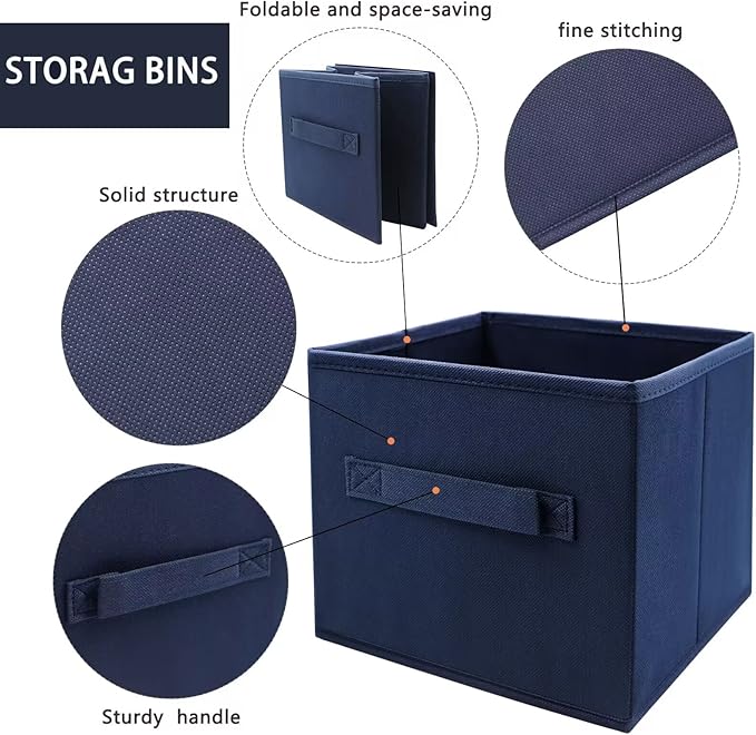 EBIGIC Storage bins collapsible storage bins,cube storage organizer （Pack of 3） 10.5 * 10.5 * 11inch，For home and office Coll
