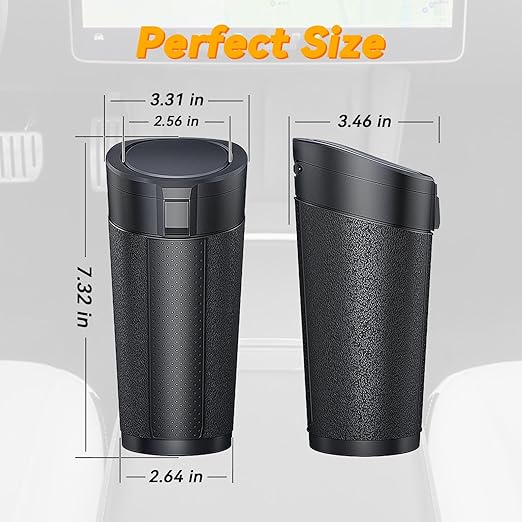 Car Trash Can Bin with Lid - 2 Pack, Leakproof Garbage Can for Vehicle, Mini Trash Bin with 180 Attached Trash Bags, Easy to Clean Cup Holder Trash Can for Car, Home, Office