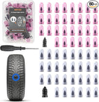 61PCS Tire Repair Rubber Nail Kit, Premium Spiral Screw-in Tire Plugs with 2 Sizes, Emergency Roadside Flat Tire Fix Tool for