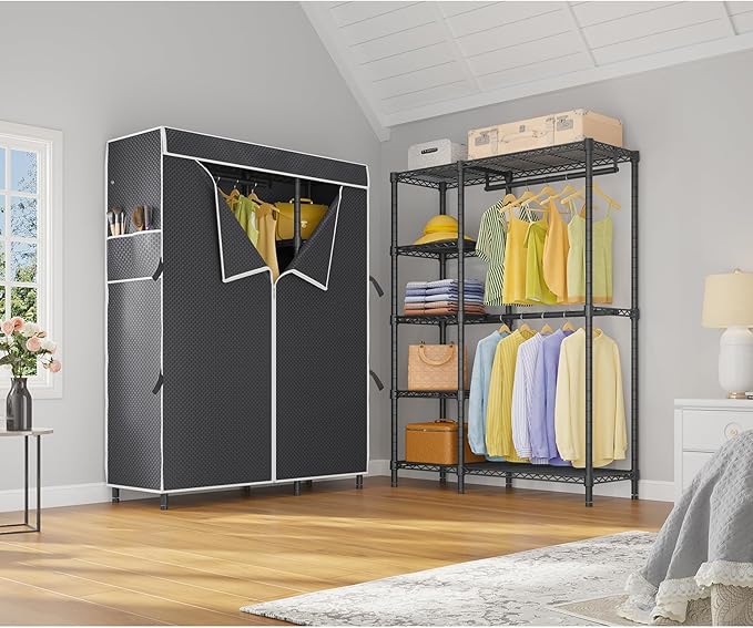 VIPEK V7C Garment Racks with Cover Portable Closets for Hanging Clothes, Heavy Duty Clothes Rack with Shelves Metal Closet Wa