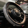 PINCTROT Large Size Bling Comfy Steering Wheel Cover with Jumbo Crystal Rhinestones, Anti-Slip Diamond Leather, 15.5-15.75 Inch (Black)
