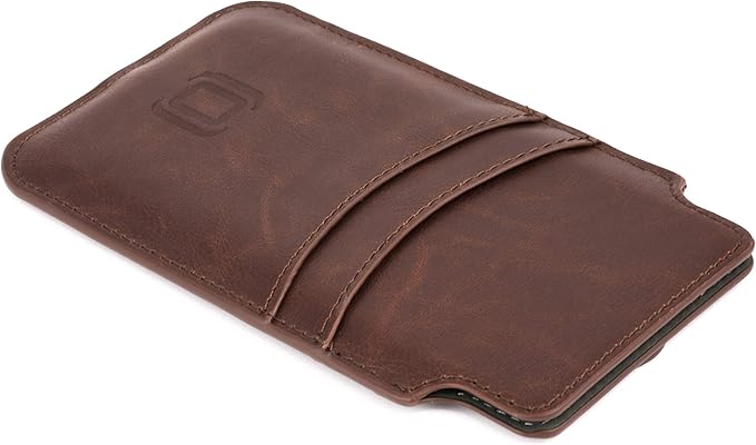 Dockem Provincial Wallet Sleeve for iPhone 11 Pro, XS, X (5.8 inch) – Vintage Vegan Leather Pouch Cover with 2 Card Holder Slots [Brown]