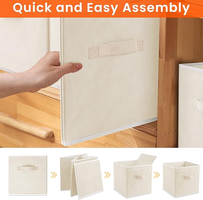 Criusia Storage Cubes - 11 Inch Heavy Duty Fabric Storage Bins for Shelves Closet Cube Organizer - 8 Pack Collapsible Cube St