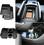 (3Pack) 2026 Palisade Center Console Organizer for Hyundai Palisade (Only fit Calligraphy)(Lower&Console Organizer Double-Layer), Durable ABS Plastic Console Tray 2026 Palisade Accessories