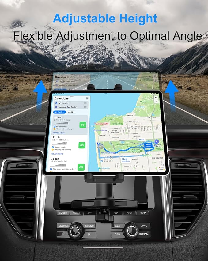 Car Tablet Holder CD Slot, [Height Adjustable Arm] Car CD Player Tablet Mount, Universal Car CD Clamp for iPad Pro Air Mini, Galaxy Tabs/Z Fold/Z Flip, iPhone, More 4-12.9" Device