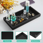 ALELION 13" Bathroom Vanity Tray for Counter - Black Wood Tray for Toilet Tank Makeup Perfume Jewelry Catchall Coffee Table -