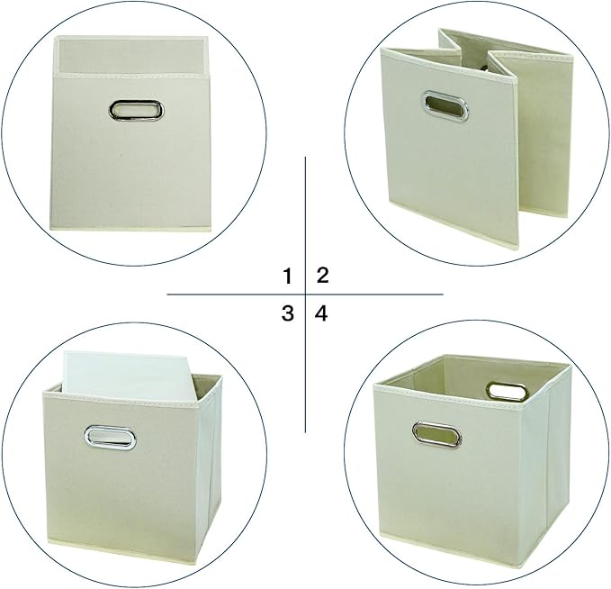 STOREONE Fabric Storage Bins Cubes Baskets Containers-(11X11X11) with Dual Handles Cube Storage Organizer Bins for Shelf Clos