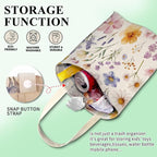 Car Trash Can, Cute Car Trash Bag, Hanging Car Organizer and Storage Bag, Trash Bin for Car Accessories, Vehicle, Travelling, Camping Cute Purple Flower