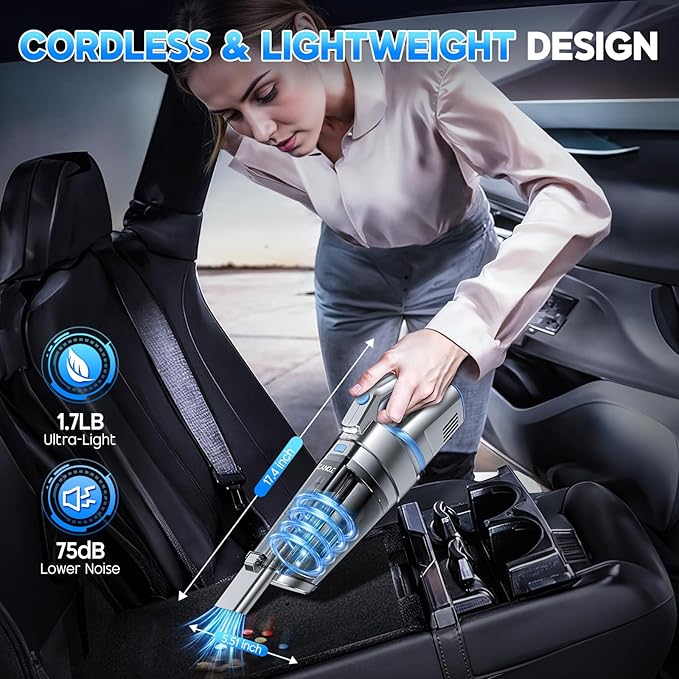 JONYJ Handheld Vacuum Cordless, 16000PA Strong Suction Hand Held Car Vacuum Cleaner, Portable Hand Vacuum Rechargeable with M