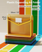 ThinkTex Plastic Expanding File Folder, Transparent envelopes with Snap Closure,No Dividers,Large Capacity,Document Organizer