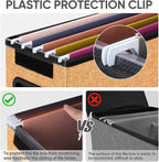 BALEINE File Organizer Box with Lid, Collapsible File Folder Organizer with Plastic Slide, Hanging File Folder Box for Office