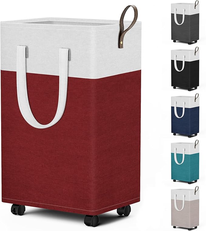 HomeHacks 75L Rolling Laundry Basket with Wheels, Collapsible & Waterproof Laundry Hamper, Mobile Clothes Hamper, Storage Lau