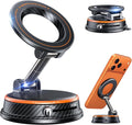 Upgraded Car Phone Holder for Magsafe [108+LBS Strongest Suction & 3000gf Magnetic] Vacuum Magnetic Phone Holders for Your Car 360° Adjustable Car Phone Mount for iPhone & Android Dark Orange