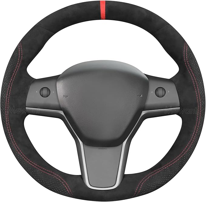 MEWANT DIY Stitching Steering Wheel Cover Wrap for Tesla Model 3 Highland 2023-2025/Model Y 2025 Highland for Tesla Model 3/Model Y Accessories(3D Style)