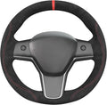 MEWANT DIY Stitching Steering Wheel Cover Wrap for Tesla Model 3 Highland 2023-2025/Model Y 2025 Highland for Tesla Model 3/Model Y Accessories(3D Style)